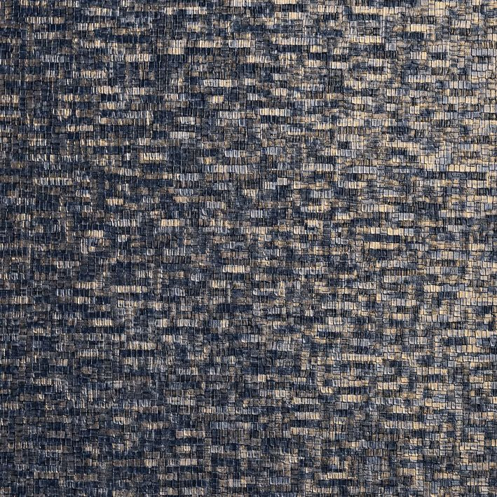 Casamance behang Métal tessela patroon in donkerblauw goud wit